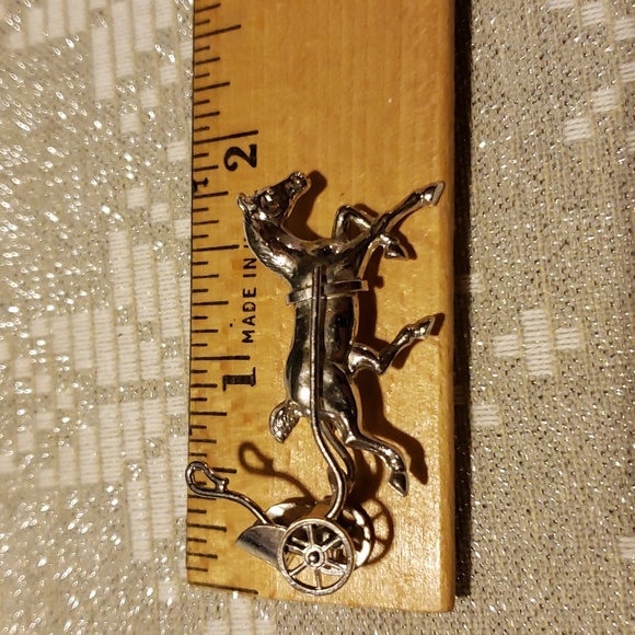 Horse and Chariot Sterling Silver Pin - Vintage - Picture 8 of 11
